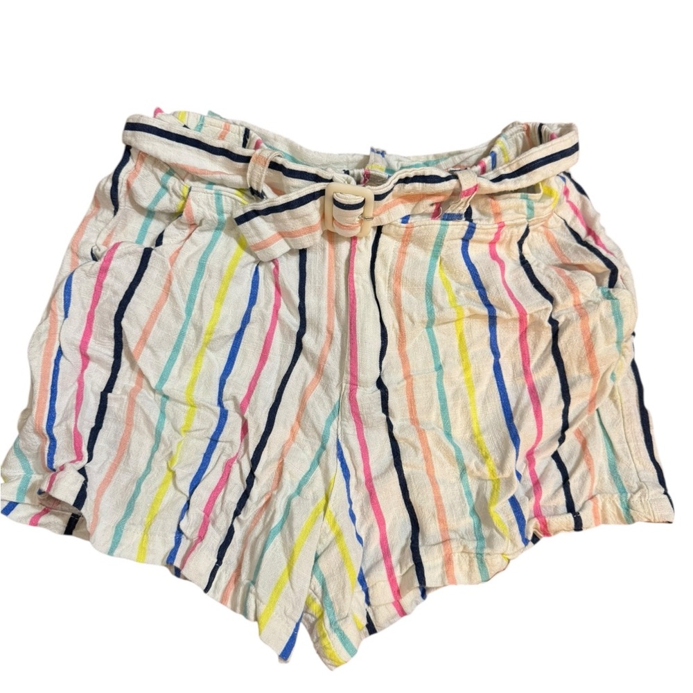 Jessica Simpson Girls Vibrant Striped Shorts Sz 10-12 Linen Blend